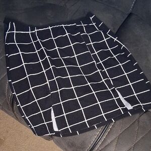SHEIN Black and White Checkered Skirt